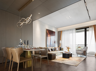 上海124平方家庭客餐厅装修设计图