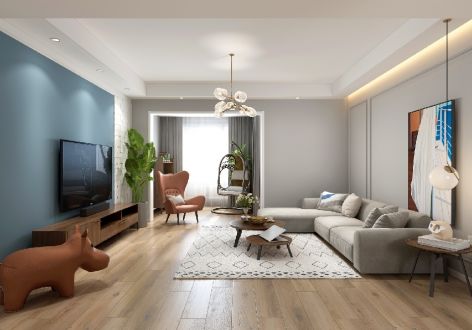 金海·悦庭现代风格141平米四居室装修效果图案例