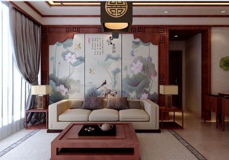 福湾中式风格170平米四居室装修效果图案例