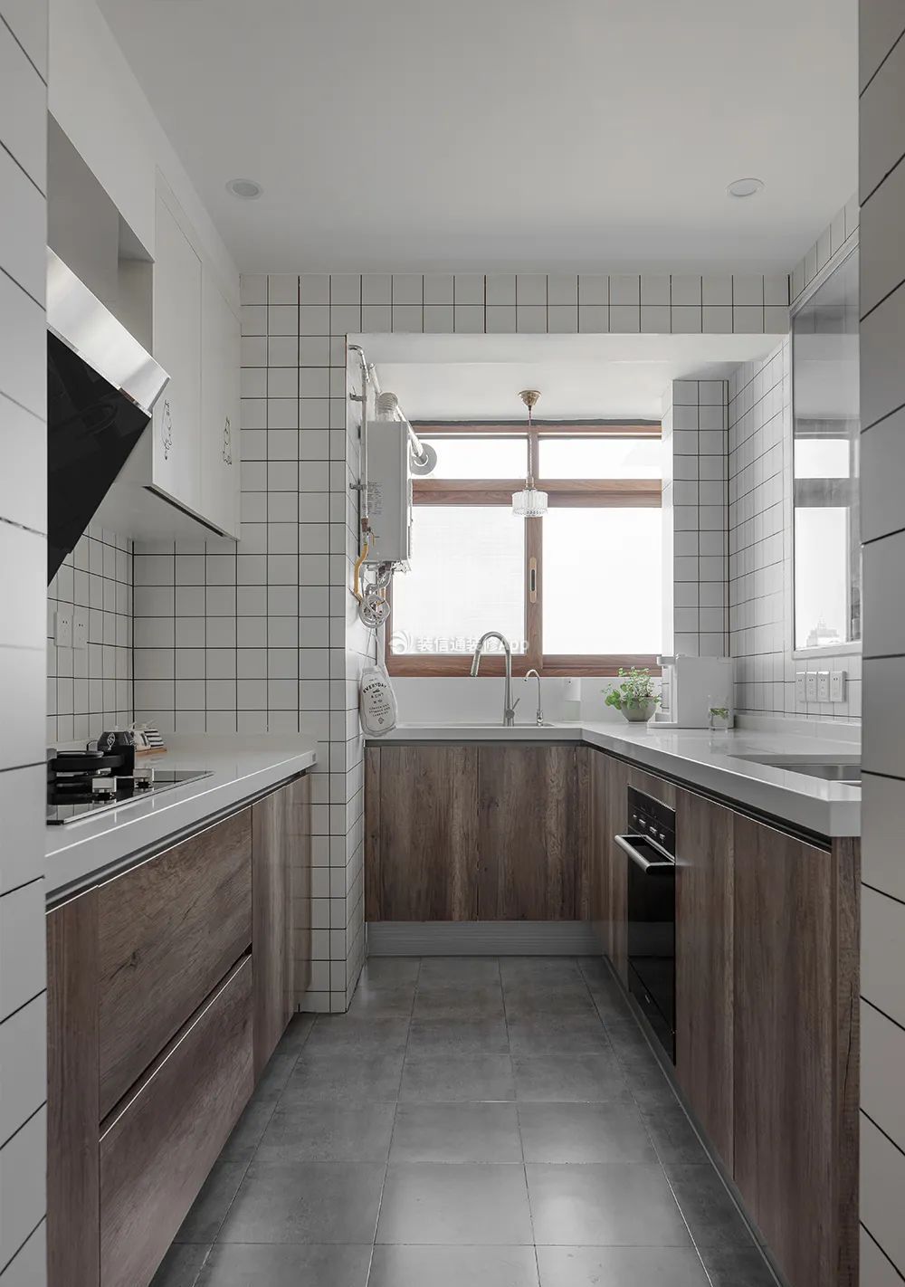 上海70平米房子厨房北欧风格装修图