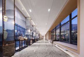 新中式会所室内设计  会所走廊装修效果图