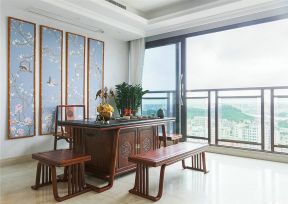 深圳146平中式新房室内茶桌装修布置图