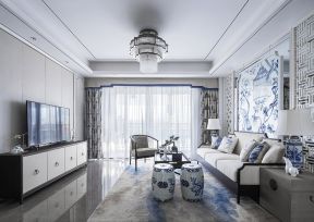 深圳新中式风格房子客厅装修实景图