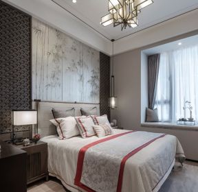 深圳中式三居室卧室飘窗设计效果图-每日推荐