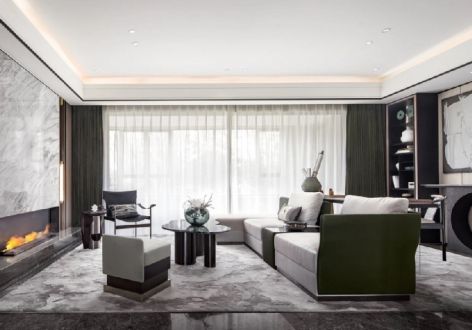 鸿通·桃李清华现代风格150平米四居室装修效果图案例