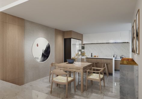 保利西江月128㎡三居室新中式风格装修案例