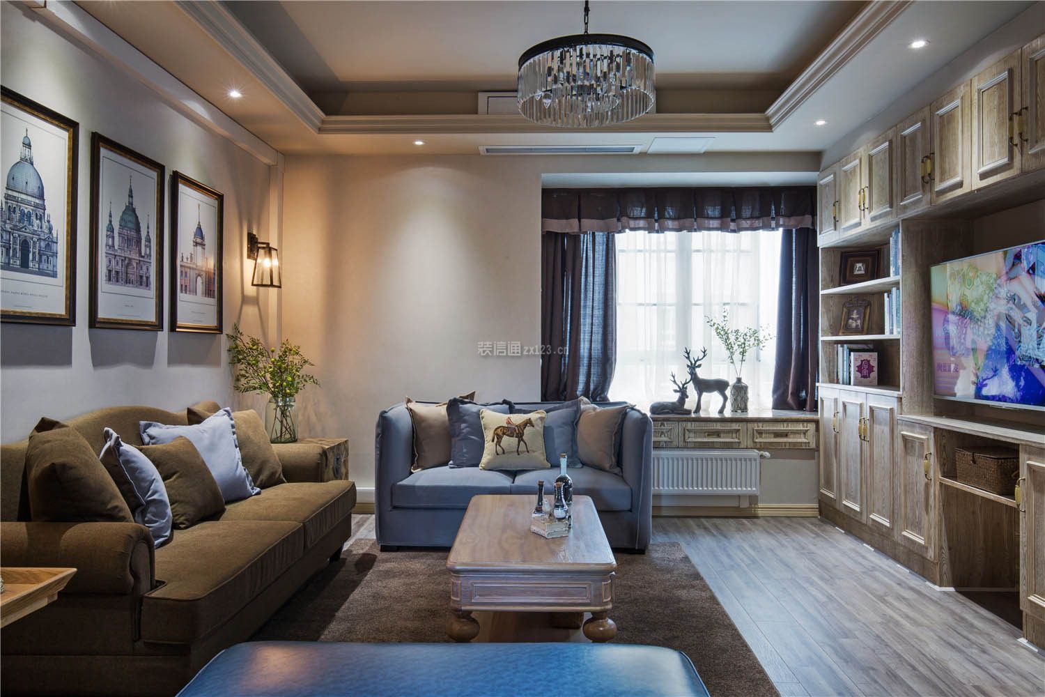 深圳特发天鹅湖畔混搭风格102平米装修效果图案例_大自然环保家装装修