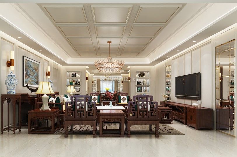 中式客厅装修设计图 中式客厅地砖效果图