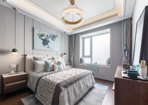 广州新中式风格二手房卧室装修设计效果图