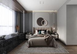 现代轻奢风格别墅卧室装潢设计图片