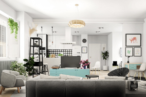 成都大晶装饰48平米单身公寓装修案例 黑白灰经典配色 实用又温馨