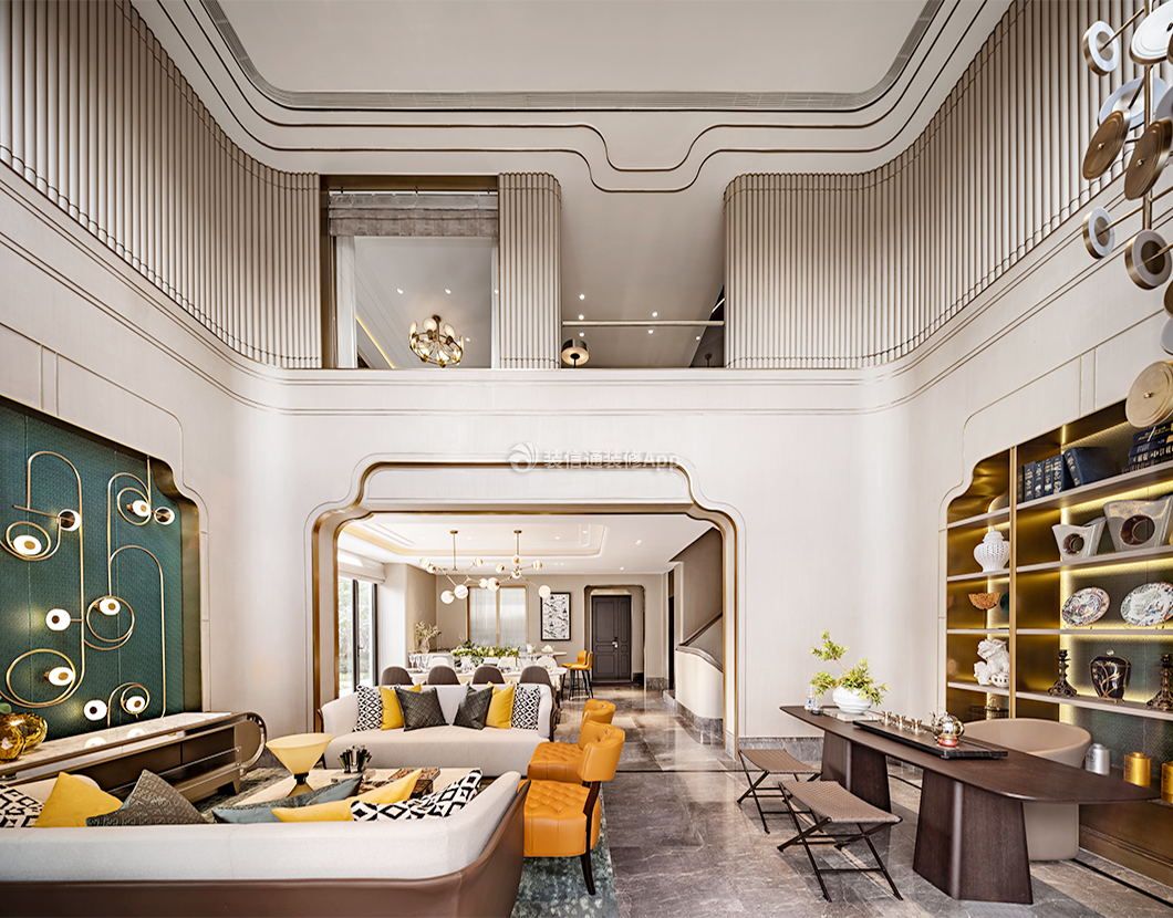 上海高端别墅客厅装修装潢设计图