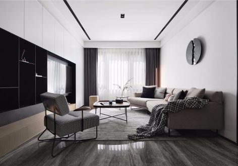 海晟名苑现代风格127平米三居室装修案例