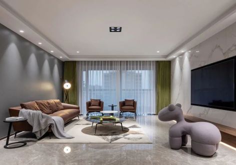世通阳光新城170平米四居室现代风格装修案例