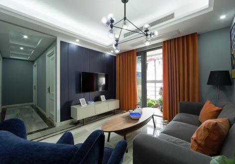 鸿海城103平现代风格三居室装修案例