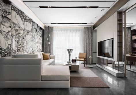 佰和荣筑轻奢风格三居室133平米装修效果图案例