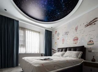 广州毛坯房卧室壁纸装饰设计效果图