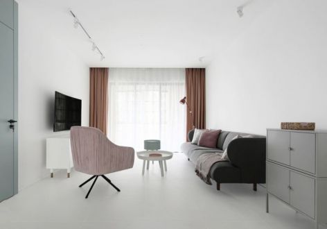 鸿通·翡翠城极简风格三居室155平米设计图案例