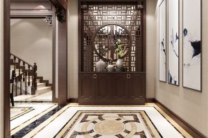 [北京优品装饰]新中式别墅设计，棕色家具尽显古典韵味！
