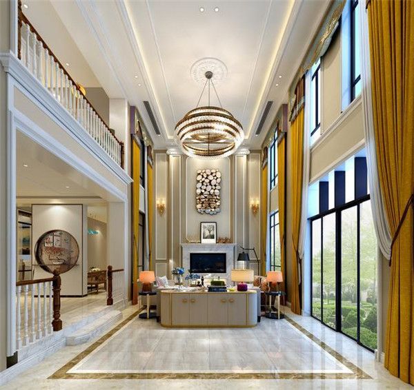 北京全包圆装饰300㎡现代美式别墅装修温馨典雅