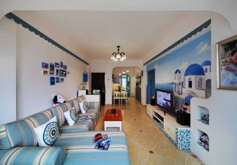 利德悦府85平地中海风格两居室装修案例