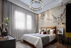 新中式风格151平米卧室床头家装效果图