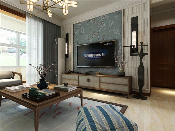新中式风格设计客厅电视墙