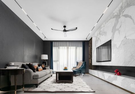 敬山府现代风格三居室160平米设计图案例