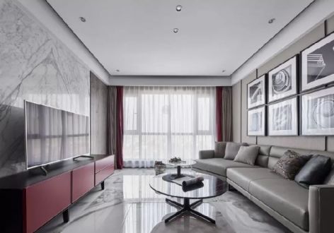 香江生态名郡106平米现代简约三居室装修案例