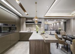 港式风格开放式厨房装潢设计效果图