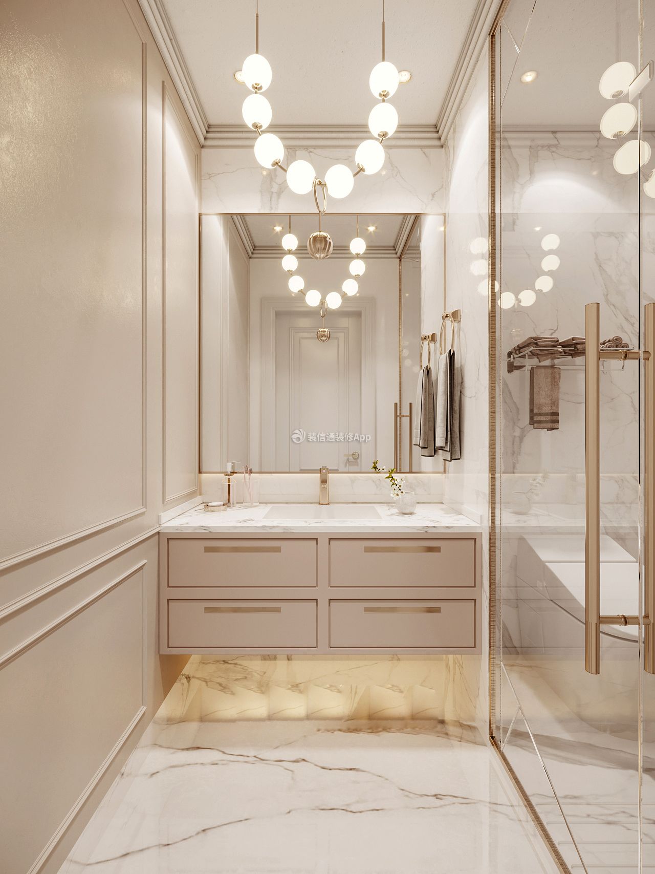2013混搭风格样板房居家卫生间镜子洗手台装修效果图欣赏 – 设计本装修效果图