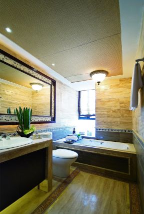 卫生间浴缸装修 东南亚风格卫生间装修效果图