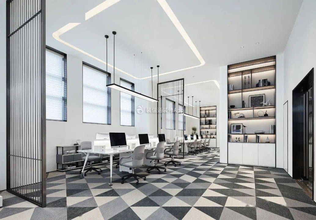 新中式风格办公室装潢设计效果图片
