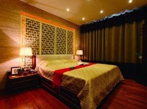 2023东南亚风格卧室床头设计实景图片