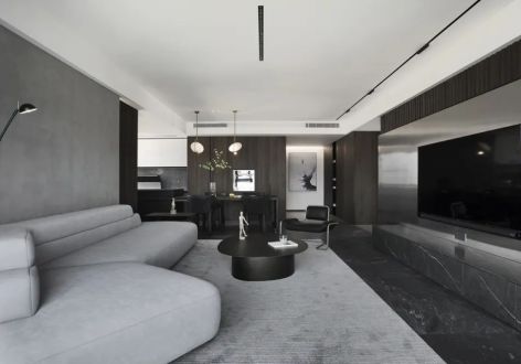 万里雅筑142平米三居室现代质感装修案例