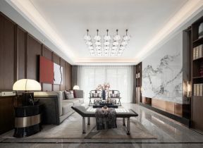 2023新中式房子客厅背景墙装修图