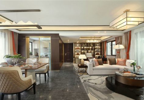 京贸国际新中式风格123平米四居室装修案例