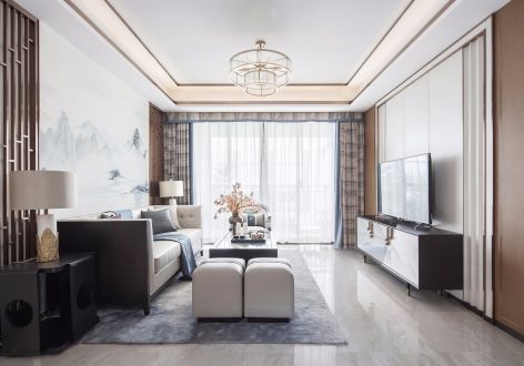 西城晶华新中式风格129平米三居室装修案例