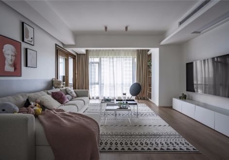 碧桂园·西南上城现代风格三居室105平米装修效果图案例