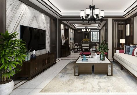万达盛京ONE130平米新中式三居室装修案例
