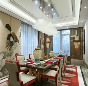 2022新中式风格餐厅水晶灯装修设计图-每日推荐