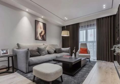 丽都国际现代风格128平米三居室装修效果图案例