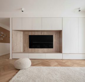 现代客厅电视背景墙壁柜装修效果图-每日推荐