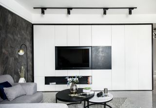 现代简约客厅电视背景墙嵌入式设计图