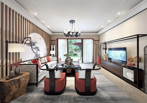 康宁坊150平米新中式风格三居室装修案例