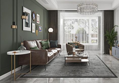 保利金香槟104㎡三居室美式风格装修案例