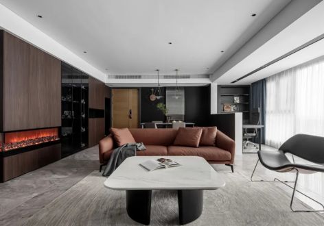 星河湾143㎡三居室现代风格装修案例