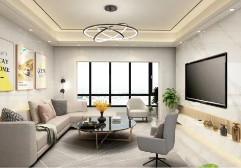 华润中央公园103平米现代简约三居室装修案例