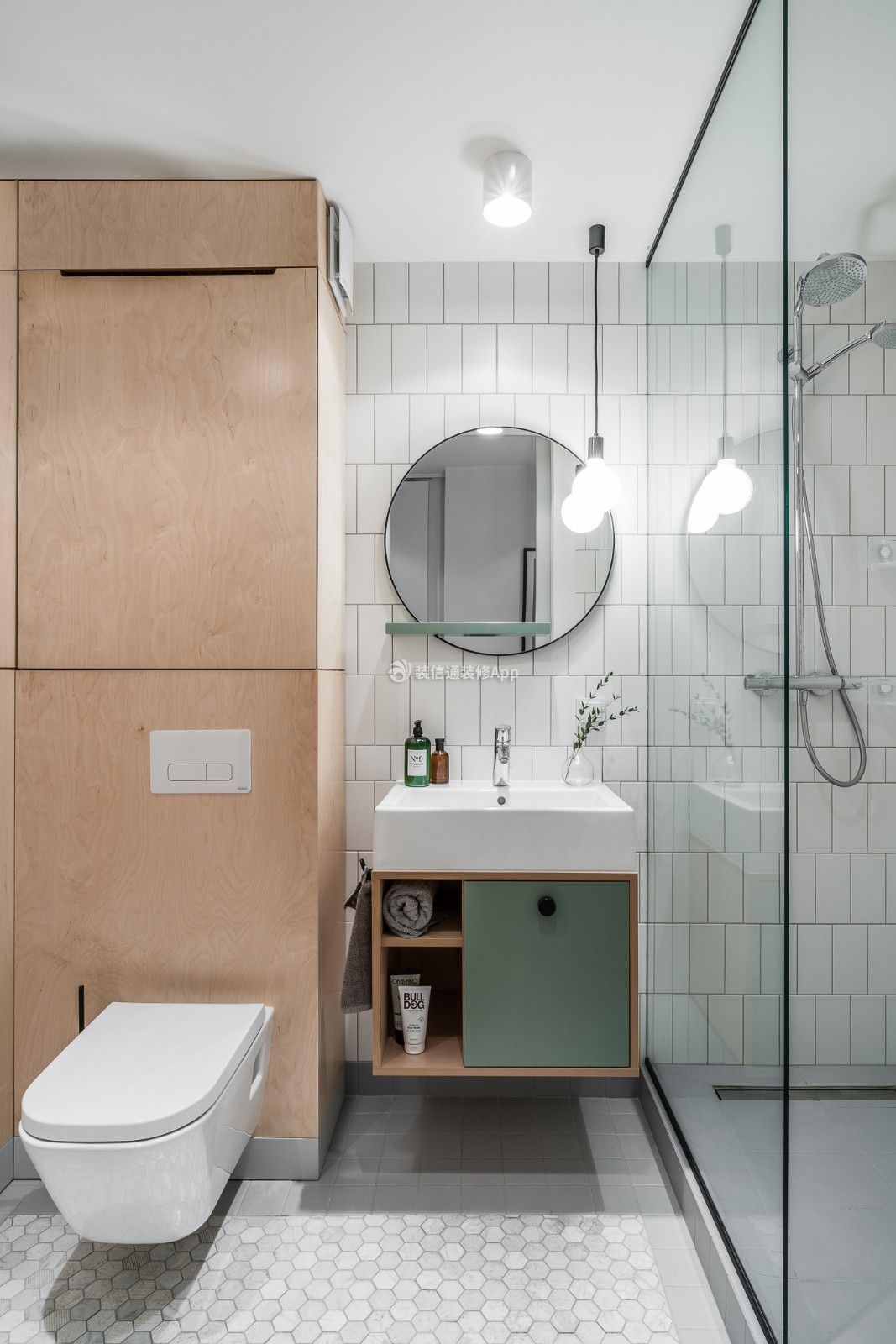 40平一室一厅小户型卫生间洗手台装修图片: