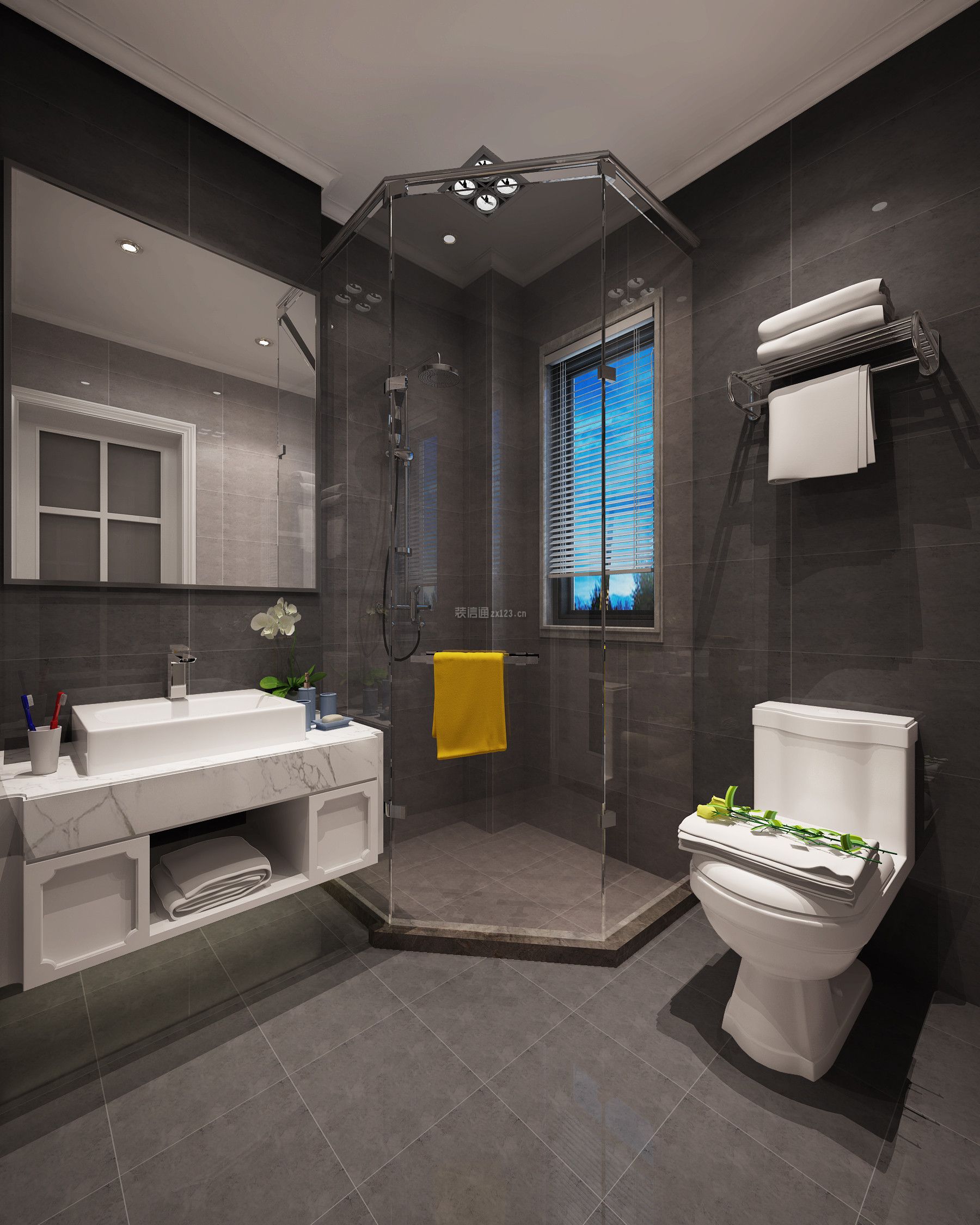 卫生间洗漱台图片 卫生间墙砖装修效果图片